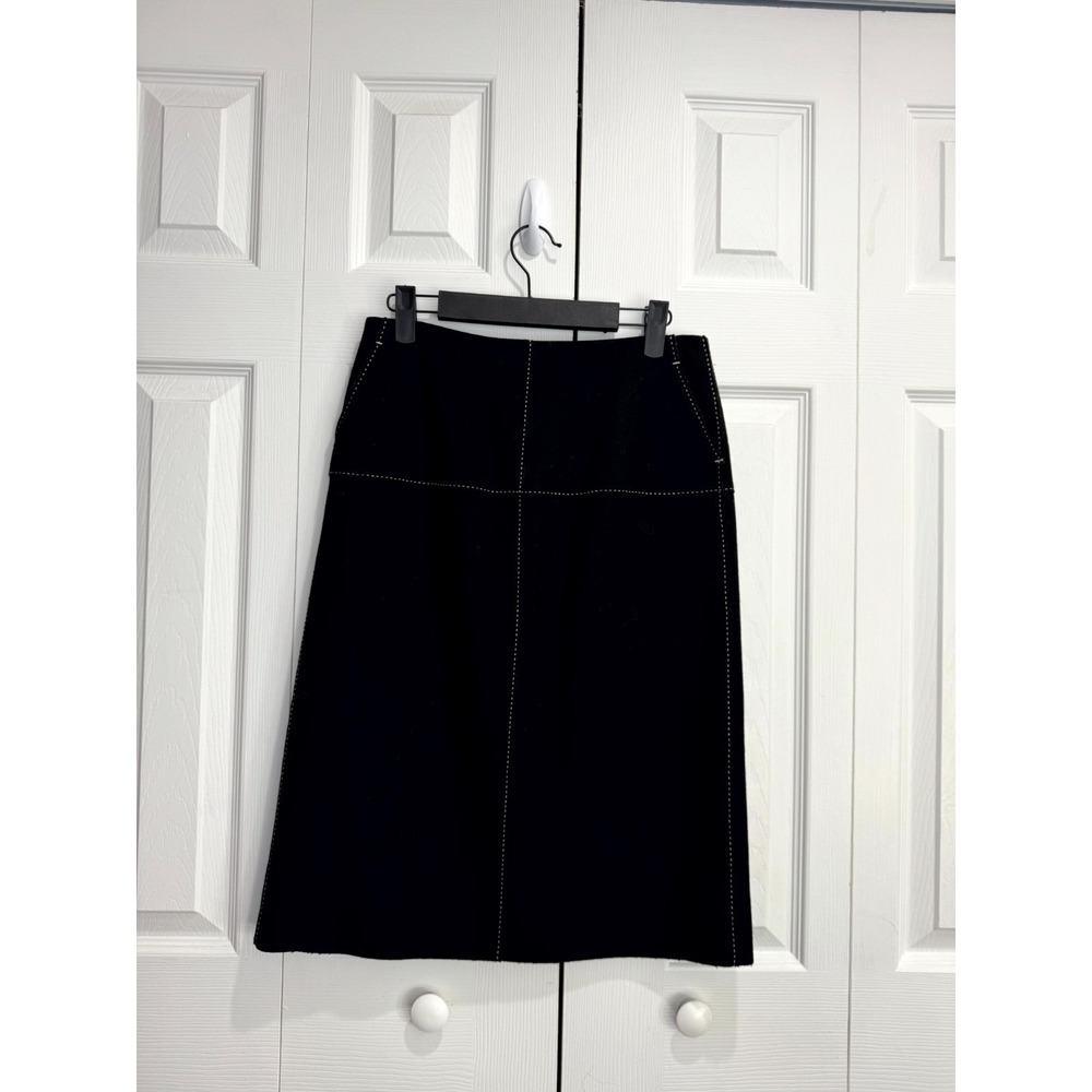 J. Crew Knee Length Pencil Skirt Women's 4 Black Wool Blend High Rise Casual